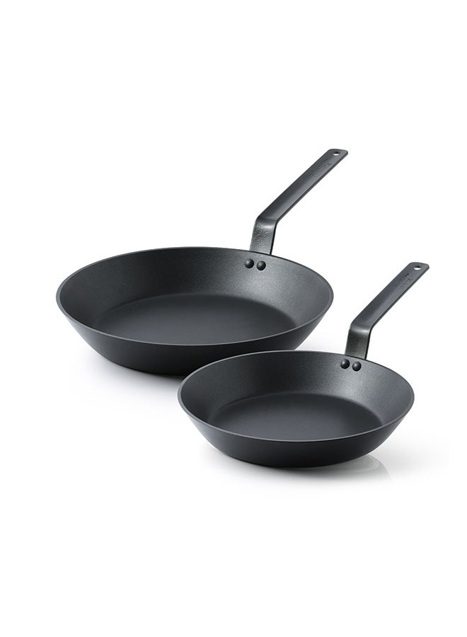 Sensarte 3 Piece Swiss Coating Frying Pan Set, 20, 26 and 30 CM, Non-stick, Oven Safe & Dishwasher Safe, Induction Compatible, PFOA PFOS Free - Black with Black Handles - Image 1